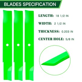 TENGMUJX 3 Pack 92-208 Hi-Lift Mower Blade Replaces Hus tler 601124, 797704, 601013, 602416, 797696, 797712 Compatible with Hus tler 54 inch Deck Rap tor SD Fas trak X One Super Z Lawn Mower