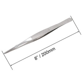 VictorsHome 8 Inch Stainless Steel Tweezers with Straight Serrated Tip Multipurpose Forceps for Industrial Use 2pcs