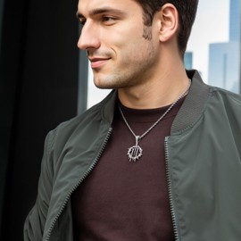 HELLOICE Crown Of Thorns with Nails Pendant Necklace Micro Paved Iced Out Cubic Zirconia Diamond Necklace 18K Gold Plated Best Gift for Women and Men (Silver)