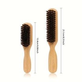 Men’s Boar Bristle Hair & Beard Brush Wooden Handle Anti Static Barber Styling Brush for Slick Back Hair