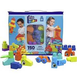 MEGA BLOKS Juego de construcción de bolsa de construcción más grande con 150 bloques de construcción grandes y coloridos, y 1 bolsa de almacenamiento,