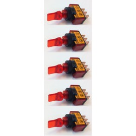 ILLUMINATED TOGGLE SWITCH ON/OFF 20 AMP 12VDC COLOR (5 PACK, RED)