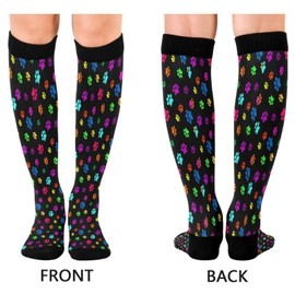Nander Colorful Dog Paw Print Compression Socks Women Men for (20-30mmHg) Athletic Sports,Running,Travel Knee High Stockings