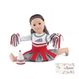 Emily Rose 18 Inch Doll Clothes 5-PC Cheer Cheerleader Uniform Outfit Gift Set - Includes Dress, T-Shirt Tee and Cheerleading Accessories | Doll NOT Included | USA Business