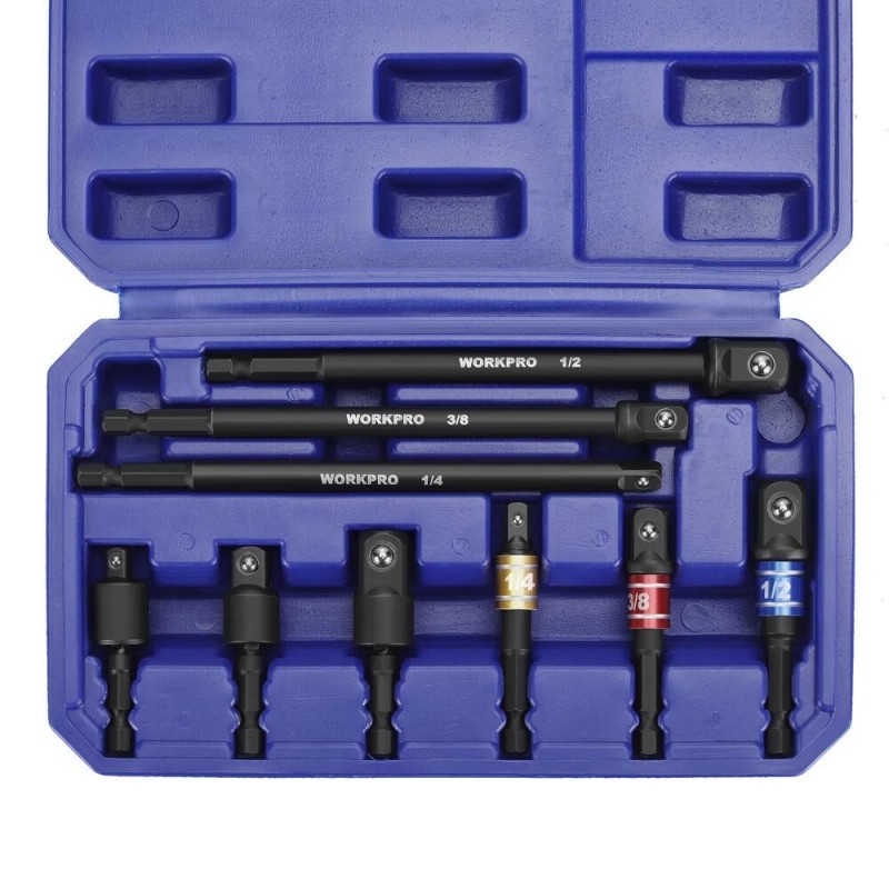 WORKPRO 9PCS Impact Grade Socket Adapter Set Basic/Swivel/L