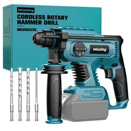 MtiolHig 7/8" Rotary Hammer Drill Compatible with Makita 18V Battery: SDS-Plus Cordless Drill with Safety Clutch for Concrete Masonry, 2.5 Joules Power Including 4 Drill Bits