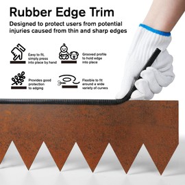 Worth Garden 6-Pack Cor-Ten Steel Landscape Edging with Black Protection Strips - Rust Patina Finish 40" L x 8" H (20Ft Total) - Hammer-in 14-Gauge Metal Corten Lawn Yard Edging Border w/ 7 Clips