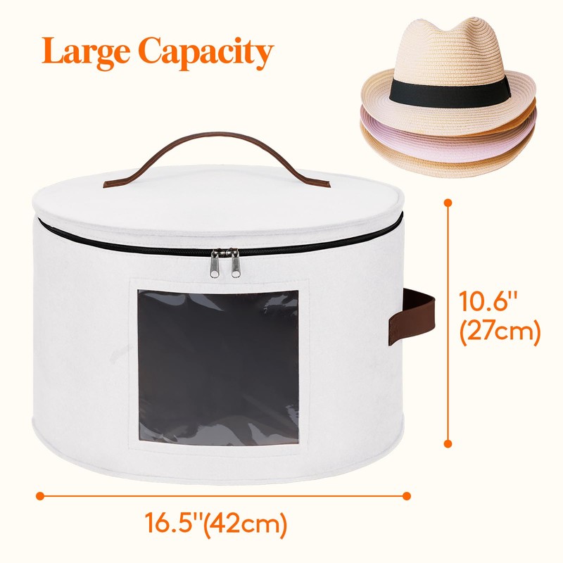Lifewit Round Felt Hat Box, Stackable Bamboo Supports Cowboy Hat