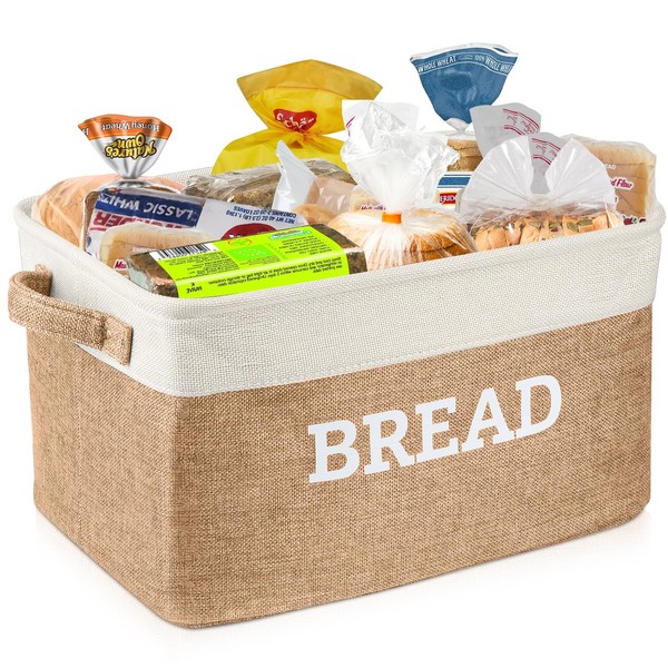 Lukeline Bread Storage Basket for Kitchen, Foldable Fabric Bread Keeper