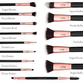 Luxe Makeup Brushes Kabuki Brush Stet 14 Pcs Premium Face Eye Synthetic Powder Beauty