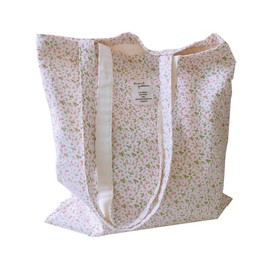 Cotton Canvas Tote Bag Reusable Soft Grocery Cloth Bag Floral Shoulder Bag for Beach Travel Shopping (Cloth Bag-Floral A)