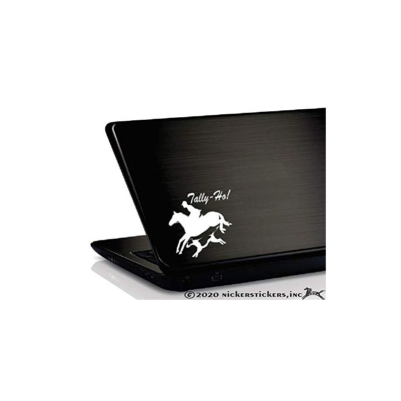 Tally Ho! Foxhunting Jumping Horse and Fox Hound Vinyl Window