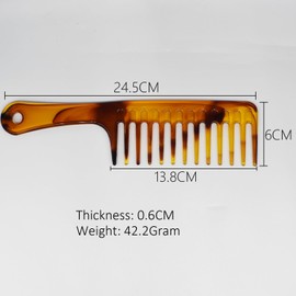 Haarkamm mit breiten Zähnen, bernsteinfarben, große Haarentwirrung, Dusch-Shampoo-Kamm, Friseur-Haarstyling-Kamm, entworfen für lockiges Haar oder langes nasses Haar