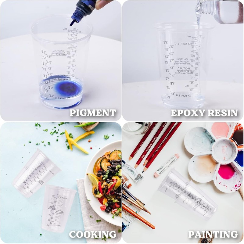 Epoxy Resin Mixing Cups 50Pcs 8oz with Sticks Paint Pigment