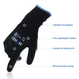 HPHST Work Gloves for Men-12 Pairs, Nitrile Coated Work Gloves with Grip, Touchscreen Gloves, Mechanic, Construction, Gardening, Woodworking, Oil Resistant Gloves(Black, X-Large)