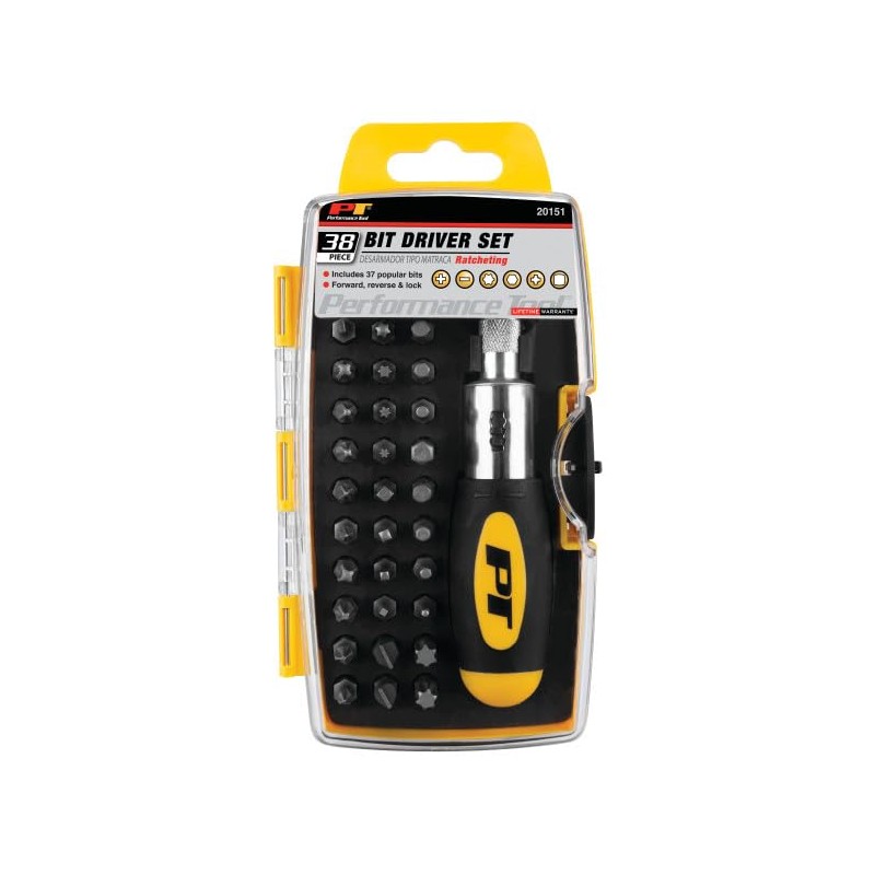 Performance Tool 20151 38-Piece Ratcheting Driver Set With Clear View