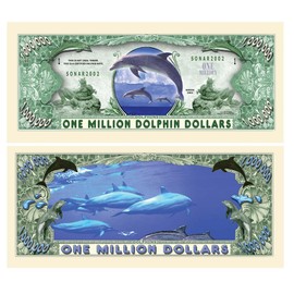 American Art Classics Dolphin Novelty $Million$ Dollar Bill Collectible in Collector Grade Currency Holder - Best Gift for Lovers of Dolphins