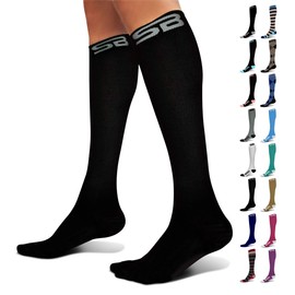 SB SOX Compression Socks (20-30mmHg) for Men & Women – Best Compression Socks for All Day Wear, Better Blood Flow, Swelling! (X-Large, Solid Black)