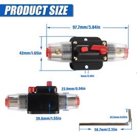 BOJACK 100A Audio Inline Circuit Breaker Reset Fuse Holder 12V-24V DC Reset Fuse Holder with Manual Reset 3-15AWG Overload Protection for Protection of Car Marine Boat Audio Systems