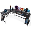 Coleshome 66" L Shaped Gaming Desk, Corner Computer Desk, Sturdy