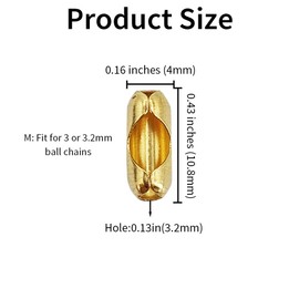 70Pcs Brass Ball Chain Connectors Fit for 3mm 3.2mm Beaded Chains Pull Connector Clasps for Roman Rollers Blinds Ceiling Fan Decor Chain Repair Jewelry Making Accessorie Clips for DIY Crafts