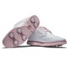FootJoy Women's Traditions Shield Tip Golf Shoe, White/White/Pink, 8