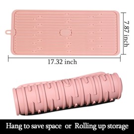 Good Grips - Alfombrilla de secado de silicona grande, para cocina o encimera de cocina para ollas, sartenes, cristalería, cubiertos, 17,3 pulgadas, 7,9 pulgadas, 0,2 pulgadas, Rosado, 1
