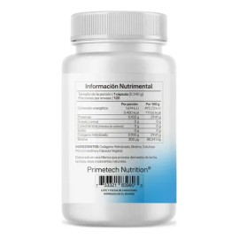 Biotina Orgánica 120 Cápsulas De 300 Mcg Suplemento Bio C300 Primetech De Alta Pureza Con Colageno Hidrolizado, Fortalece Piel, Cabello Y Uñas, Sin Sa