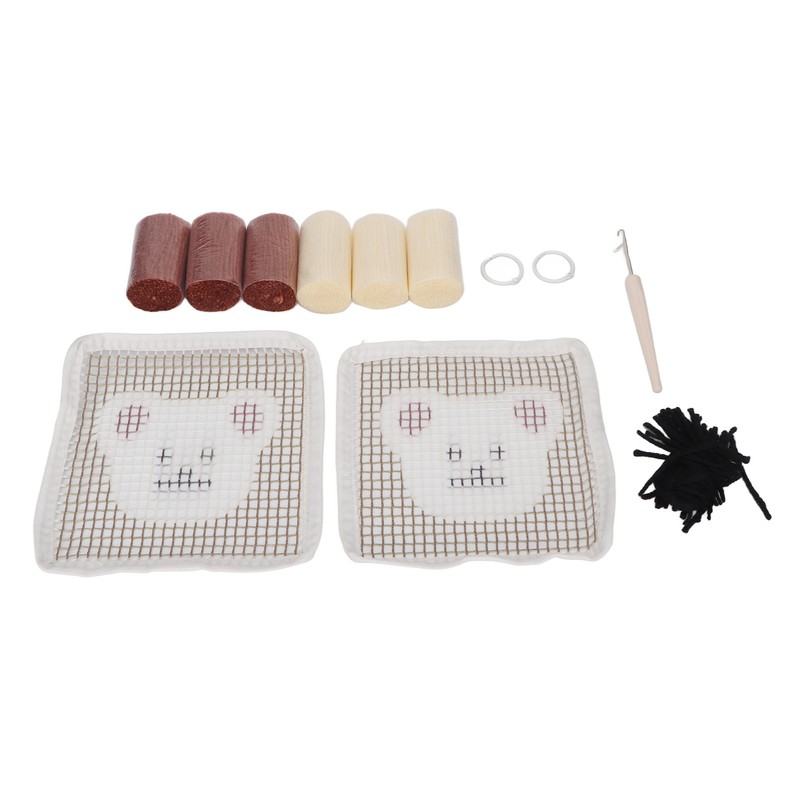 Latch Hook Kit Cup Coaster DIY Set Lovely Bear Pattern