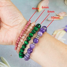 Natural Gemstone Beads for Jewellery Making, 8 mm Polished Round Smooth Stone Beads, Real Stone Beads for Bracelet Making