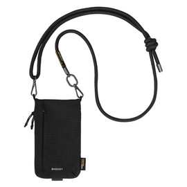 MagEasy Smartphone Compatible Shoulder Bag, Sacoche Shoulder Strap, Removable, Mini Bag, Key Hook, Pouch, graphite black + black