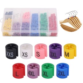 Mardatt 420Pcs Clothes Hanger Size Markers Color-Coding Garment Size Markers Tags Kit 9-Size from XXS to 4XL with Sturdy Storage Box