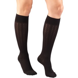 Truform Compression Socks, 15-20 Mmhg, Women's Dress Socks, Knee High Over Calf Length Black, Pack of 1