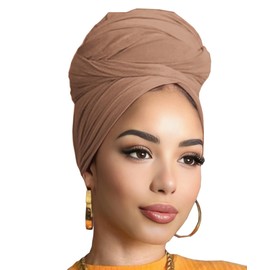 Head Wraps for Black Women Breathable Headwraps Scarf Long Hair Wraps Soft Wide Headbands Headscarves for Locs, Camel, 32'' X 71''
