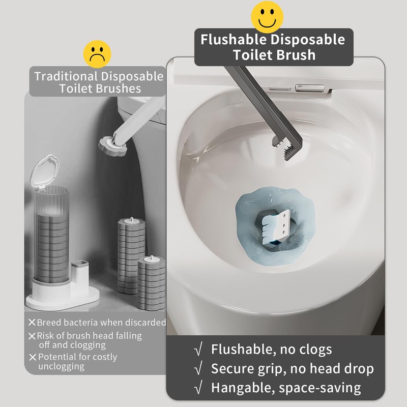 Mrbin Disposable Toilet Brush and Holder Set, Cleaner Toilet Bowl