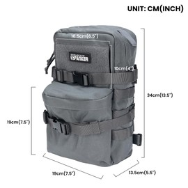 EXCELLENT ELITE SPANKER Tactical Small MOLLE Hydration Pack Water Bladder Carrier Pack for Tactical Vest Backpack Plate Carrier (Grey-Nylon)