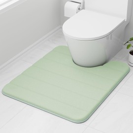 wyewye Memory Foam Toilet Mat 50x60 cm Light Green - Ultra-Soft, Non-Slip, Super Absorbent Bathroom Rug