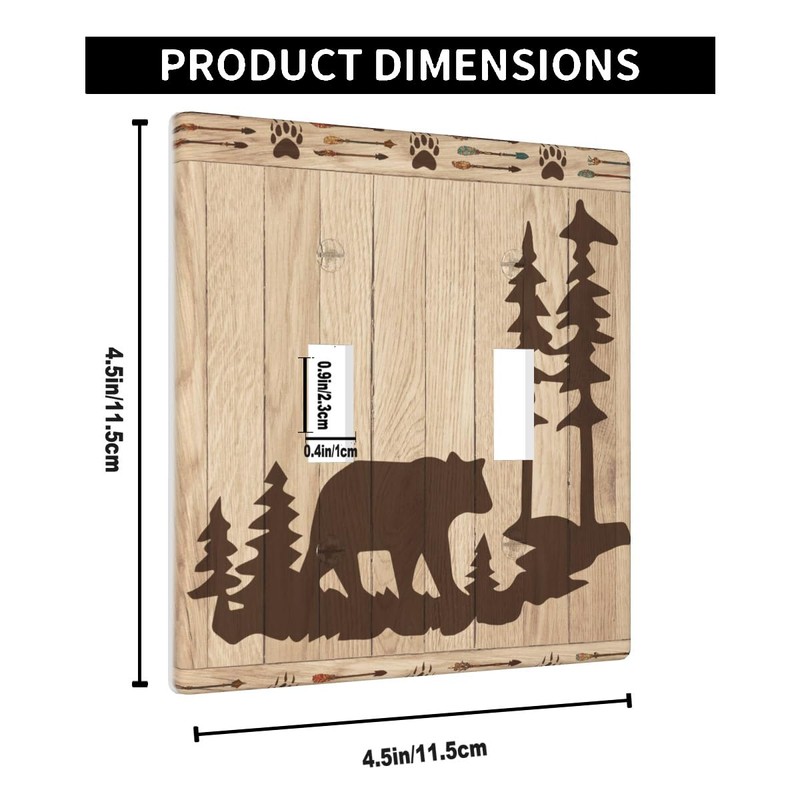 Pznen Wild Bear 2 Gang Wall Plate Bear and Cabin