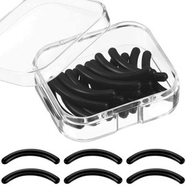30Pcs Eyelash Curler Rubber Refills Pads - Colored Eye Lash Curler Refills, Black Lash Curler Refill Pads with Transparent Box, Suitable for Most Standard Eyelash Curlers (Black)