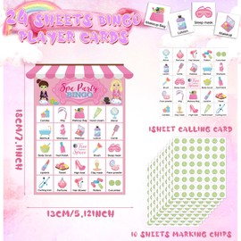 Liliful 35 Pcs Spa Party Bingo Game 24 Players Makeup Party Bingo Cards Beauty Themed Games for Women Sleepover Spa Day Birthday Favors Family Classroom Activities Supplies(Fashion)