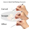 Professional Chef Plating Tweezers, 16cm/6.3-Inches Set of 3 (Straight, Curved