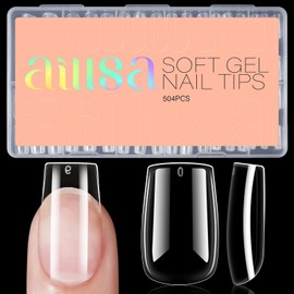 AILLSA AILLSA Short Square Nail Tips - 504pcs Clear Soft Nail Tips Full Cover Gel Nails Tips Pre-shaped Acrylic for Extensions Easy for Home DIY Nail Salon 12 Sizes