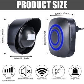 Doorbell with Motion Sensor, Passage Alarm with 38 Ringtones, Motion Sensor Doorbell Alarm, Driveway Alarm, Access Detector Motion Bell for Business Store, Pet, Home