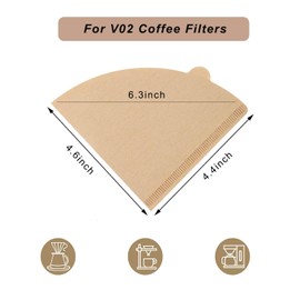 Adove Coffee Filter, Size 02 Cone Coffee Filters Disposable, 100 Count Unbleached Natural Paper Filters 2-4 Cup, 2 Cone For Pour Over and Drip Coffee Maker(100)