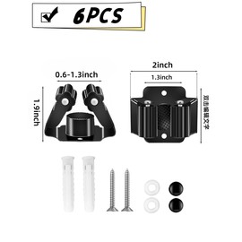 luvilly6Pack black stainless steel broom mop holder wall mounted - sturdy, corrosion-resistant, easy to install, suitable for organizing cleaning supplies, garden tools