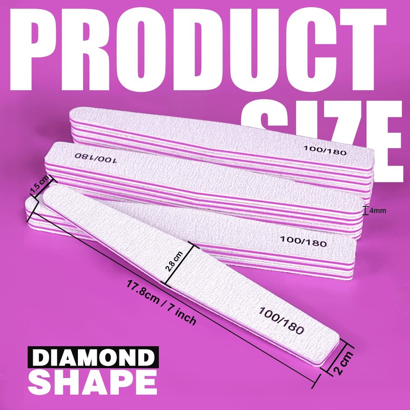Nail Files Set, FANDAMEI 15pcs 100/180 Grit Professional Nail Boards