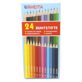 Rheita 157-24 Coloured Pencils, Varnished in Pen Colour, Lead 3 mm, Hexagonal, Pack of 24 in Cardboard Case