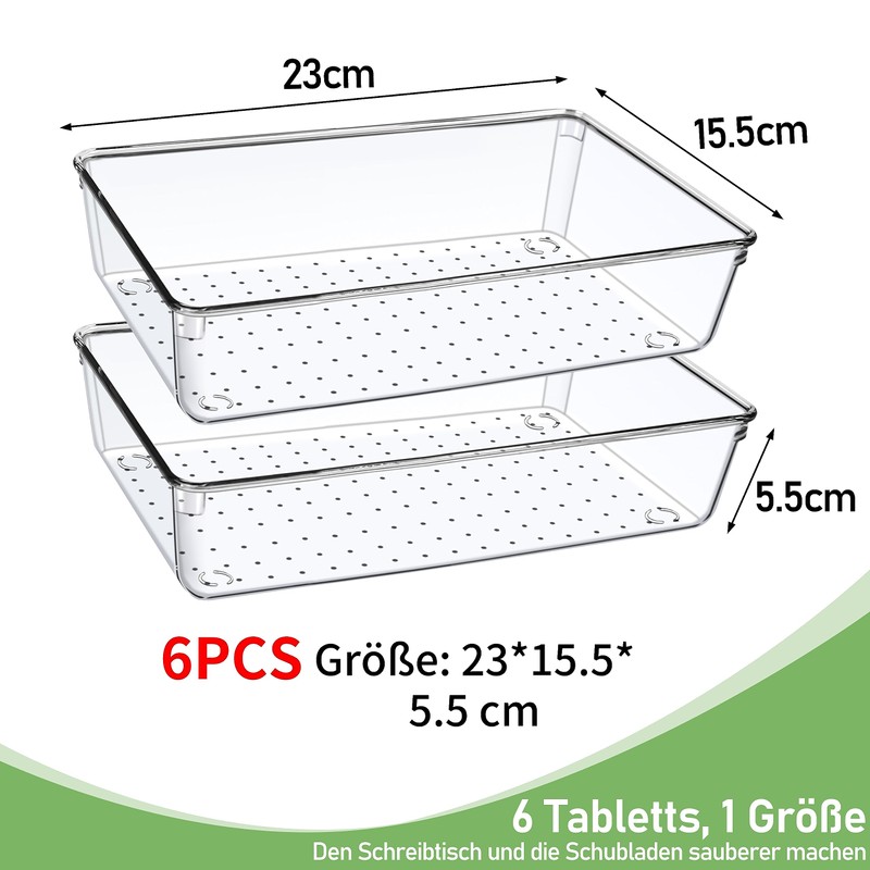 6 Pieces Clear Drawer Organiser, Orgeniser Boxes, Dressing Table, Sorting