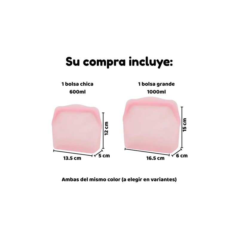 Bolsa Silicona Reutilizable Grado Alimenticio Libre Bpa 2p F