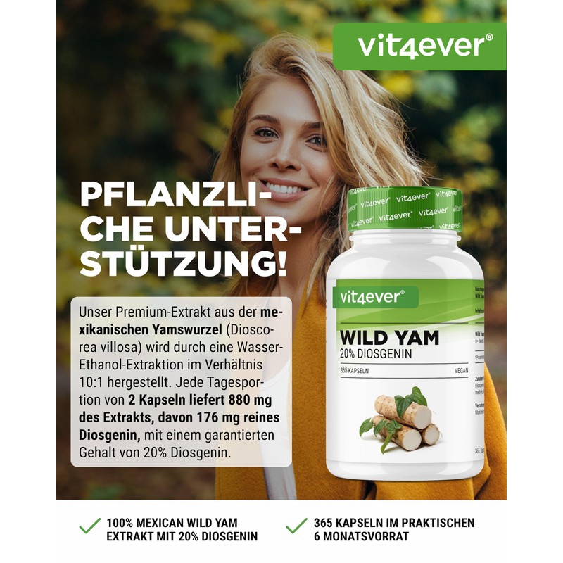 Wild Yam Root Extract - 365 Capsules - Original Mexican